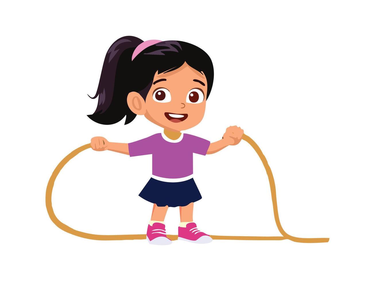 Happy Cute Girl Playing Jump Rope vector