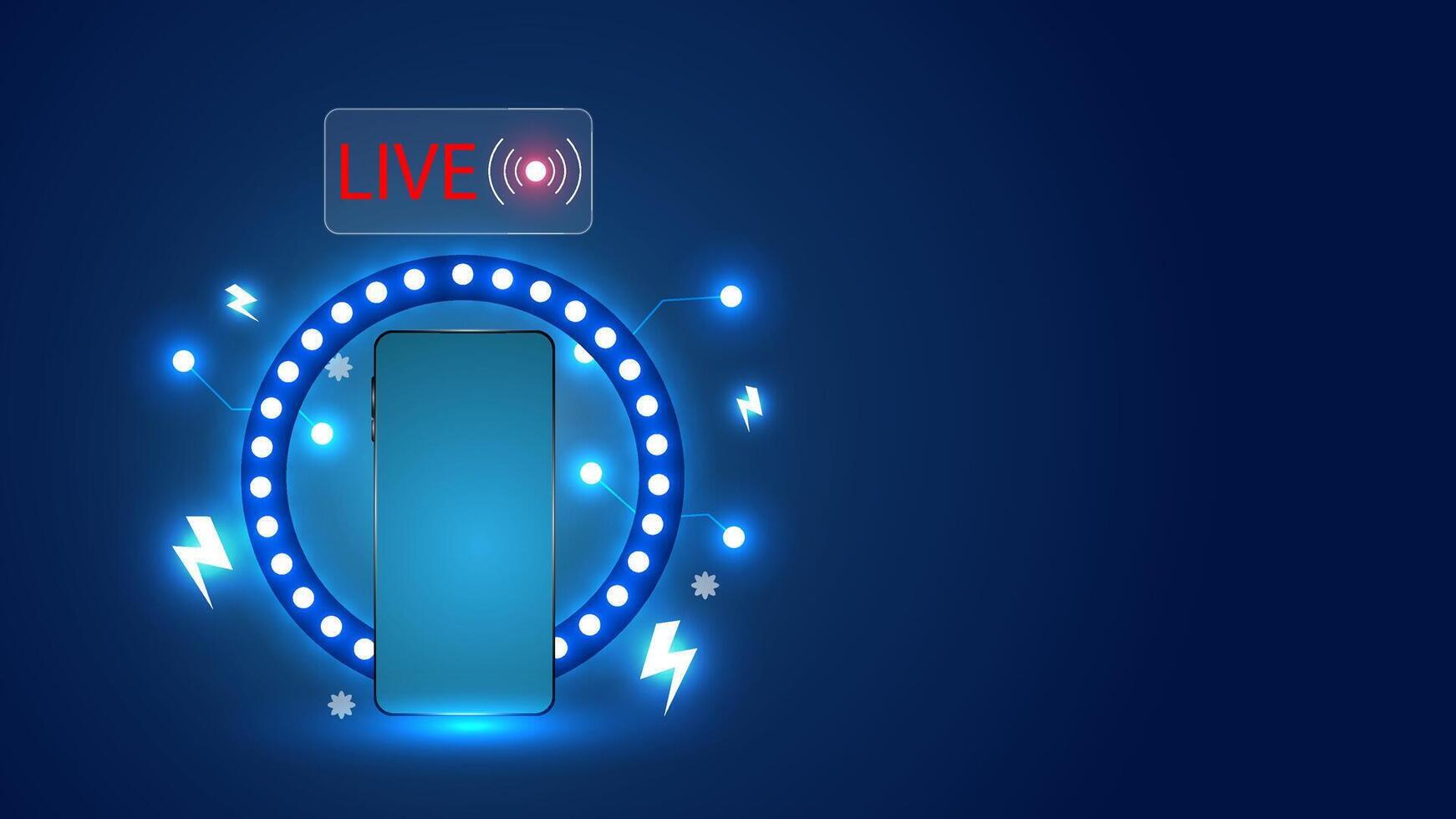 Live streaming smartphone to sell product. Online selling with modern technology. Business vector
