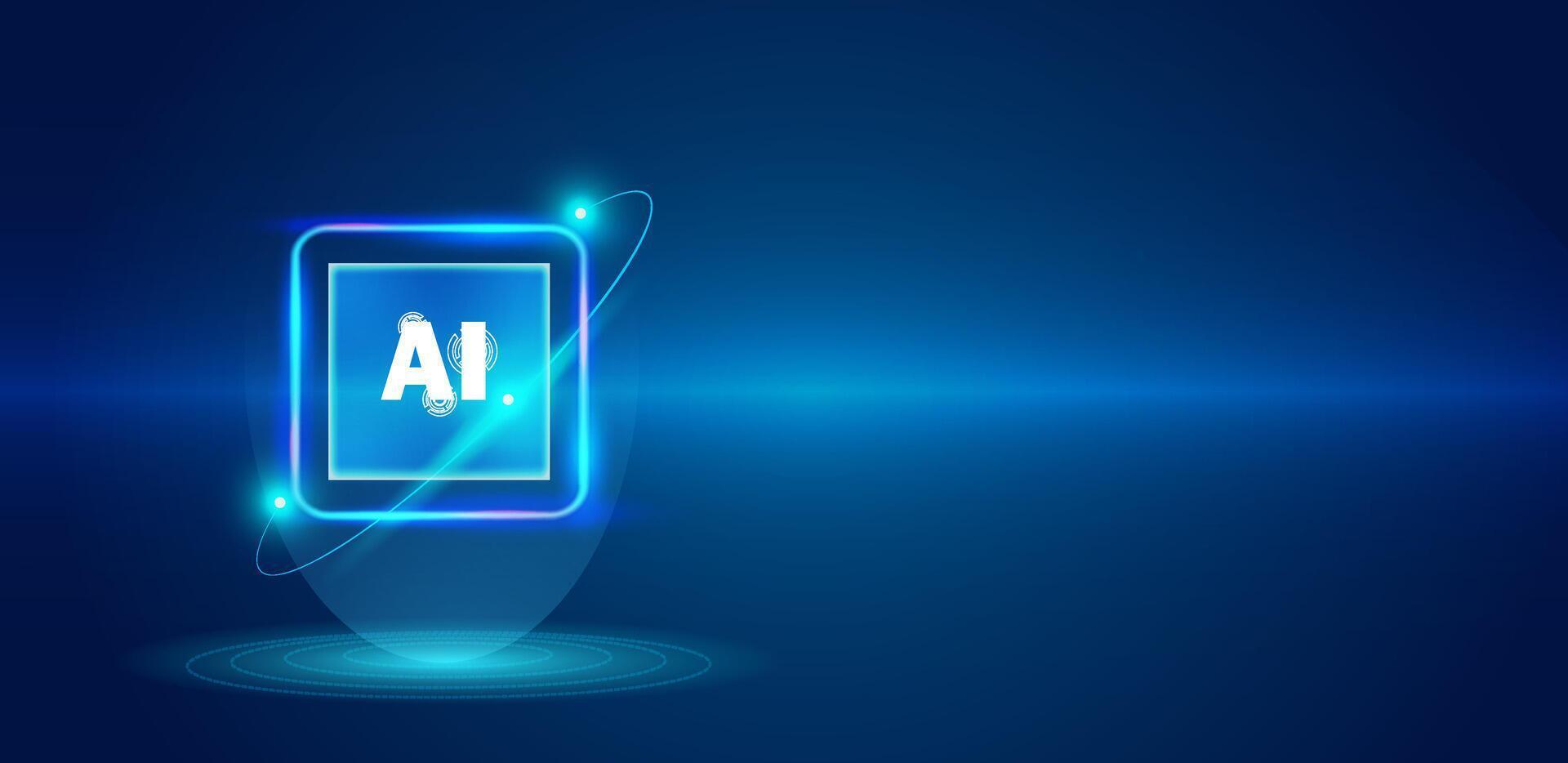 Artificial intelligence concept AI blue background light editable vector