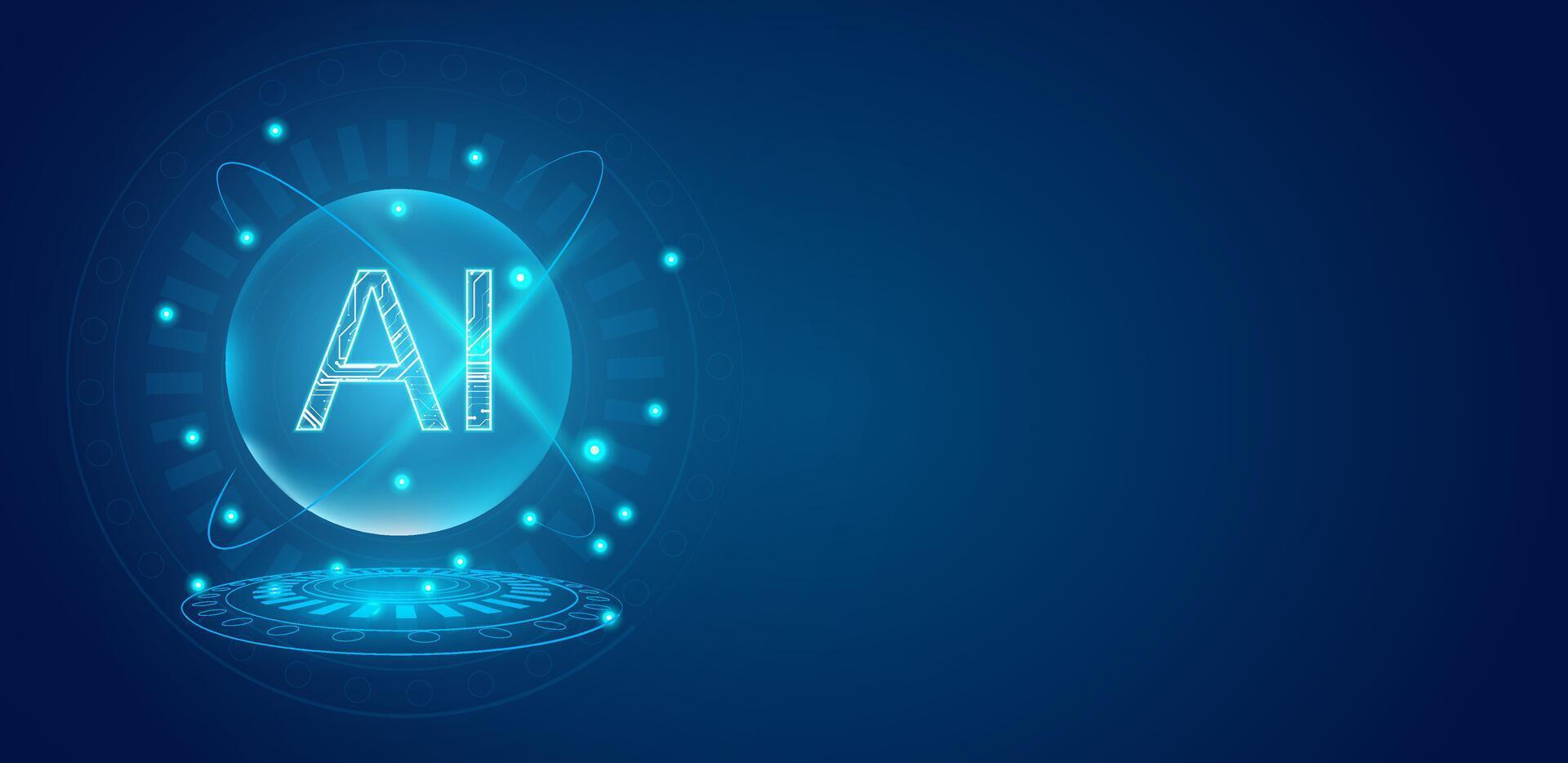 Artificial intelligence concept. AI technology visualization big data and process information. Futuristic vector