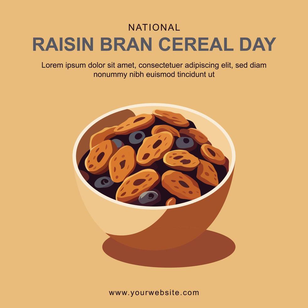 National Raisin Bran Cereal Day background. vector