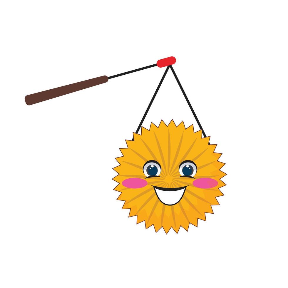 Festive sun shaped lantern on a stick, designed in a cheerful cartoon style for St. Martins Day vector