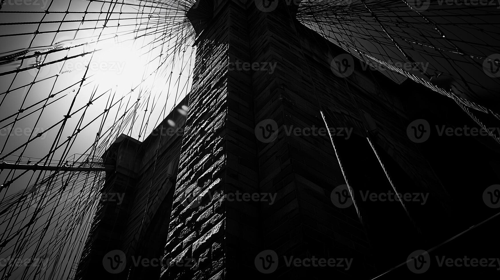 a large bridge in a city with skyscrapers photo