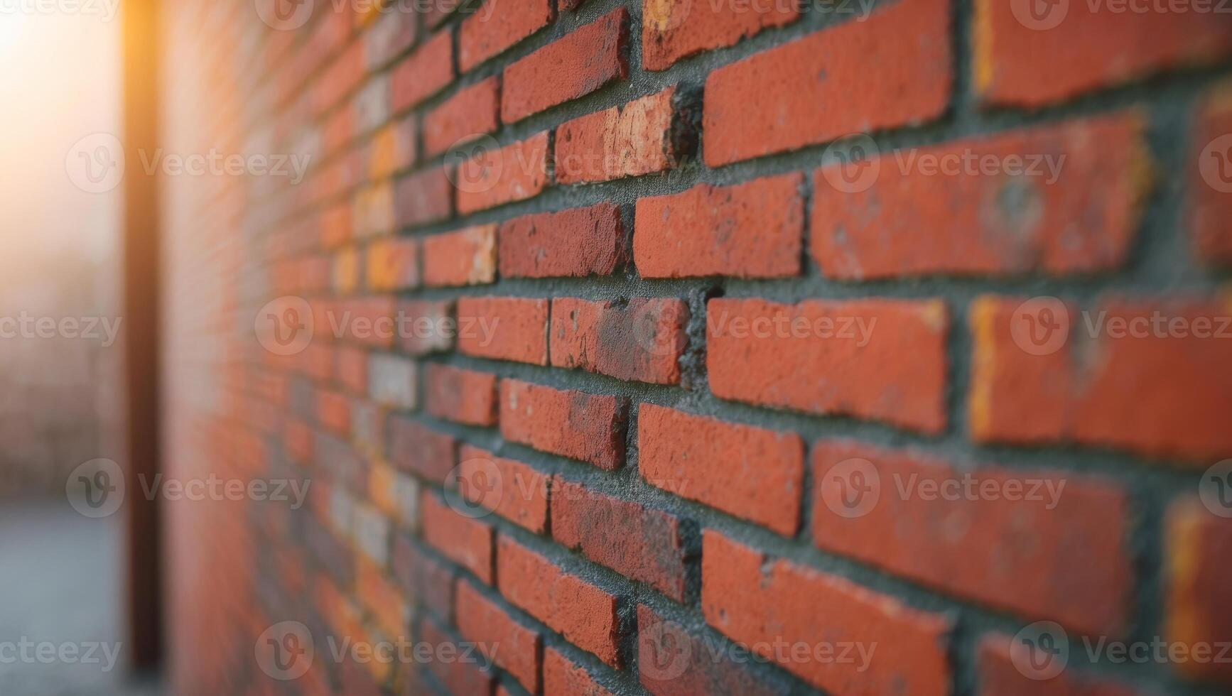 A brick wall with a sun shining through it photo