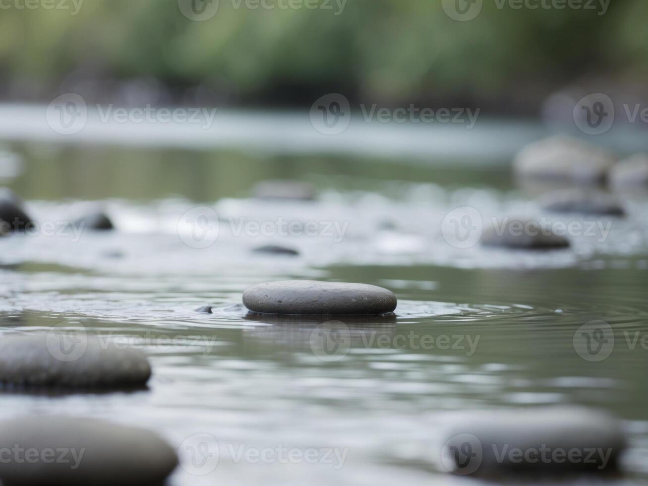 A small rock floating in a river photo
