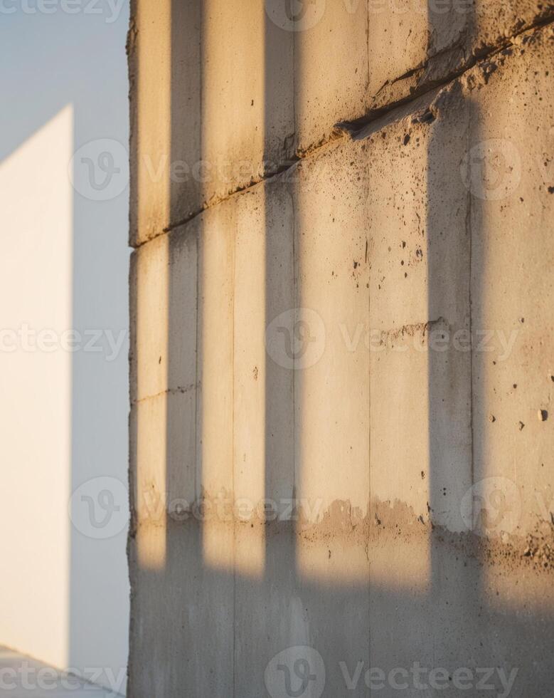 A concrete wall with shadows on it photo