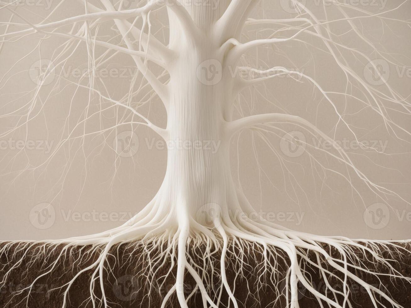 A tree with roots and leaves photo
