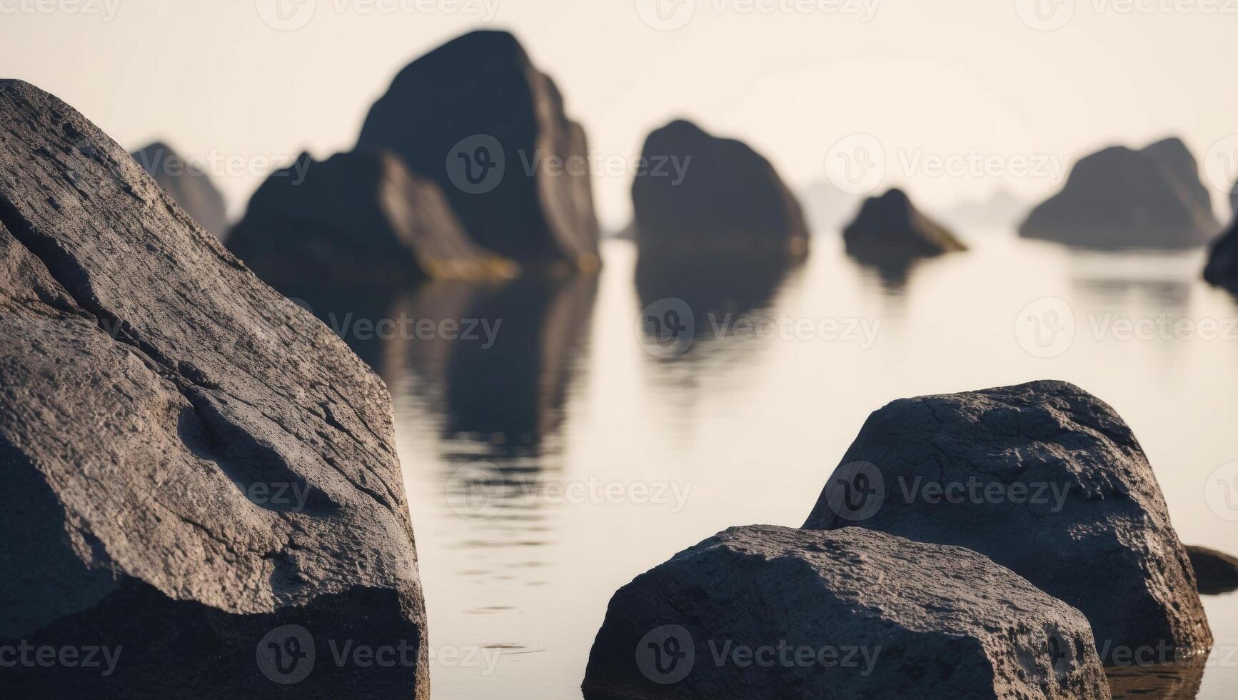 Rocks in the water near a body of water photo