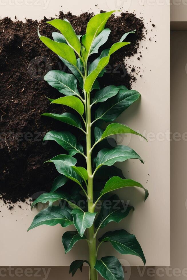 A plant growing out of the ground photo