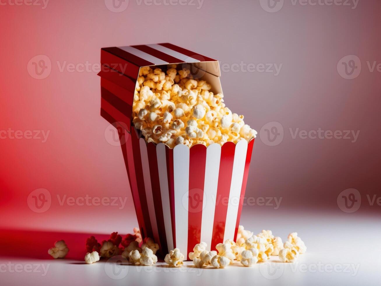 Popcorn in a red and white striped box photo