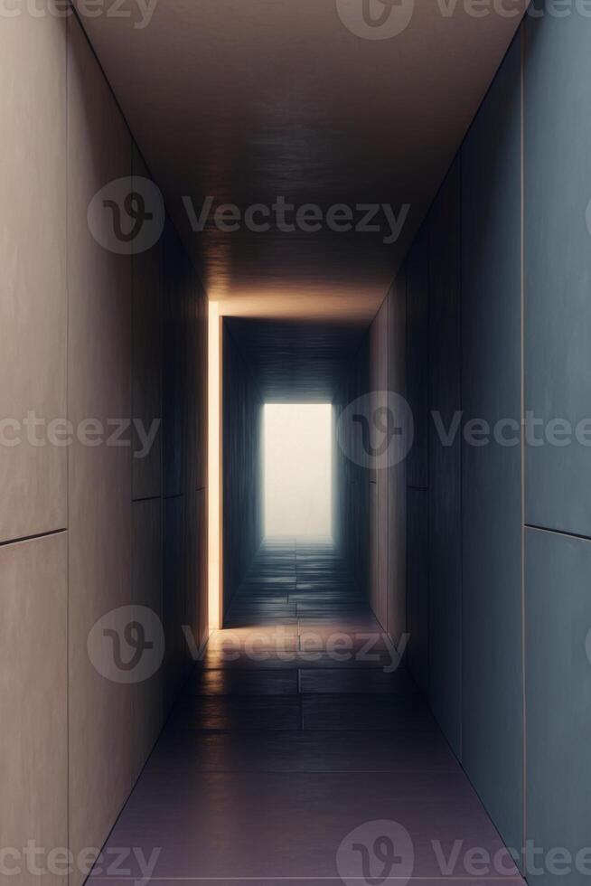 A dark tunnel with light coming out of it photo
