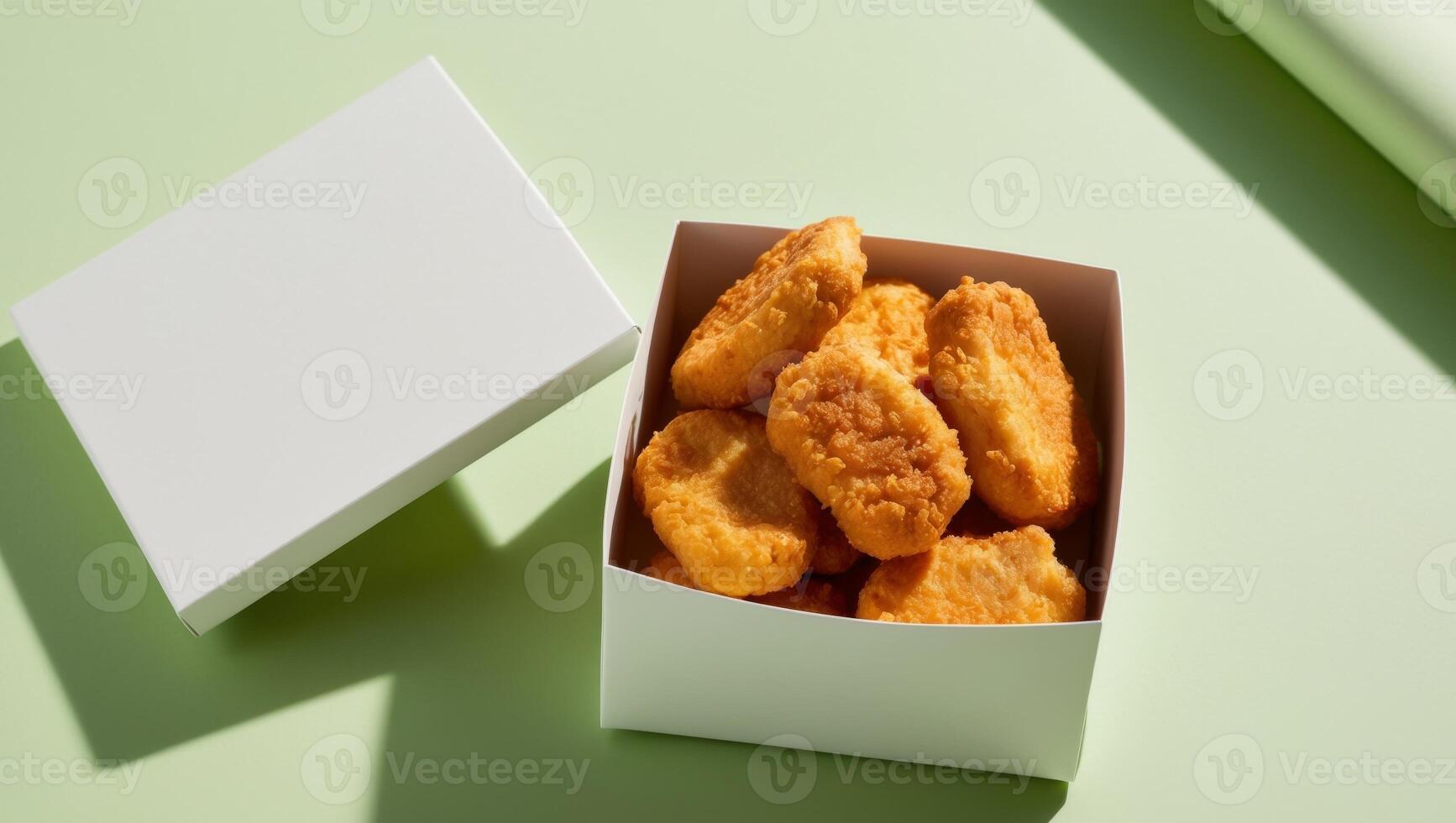 A white box with fried chicken in it photo