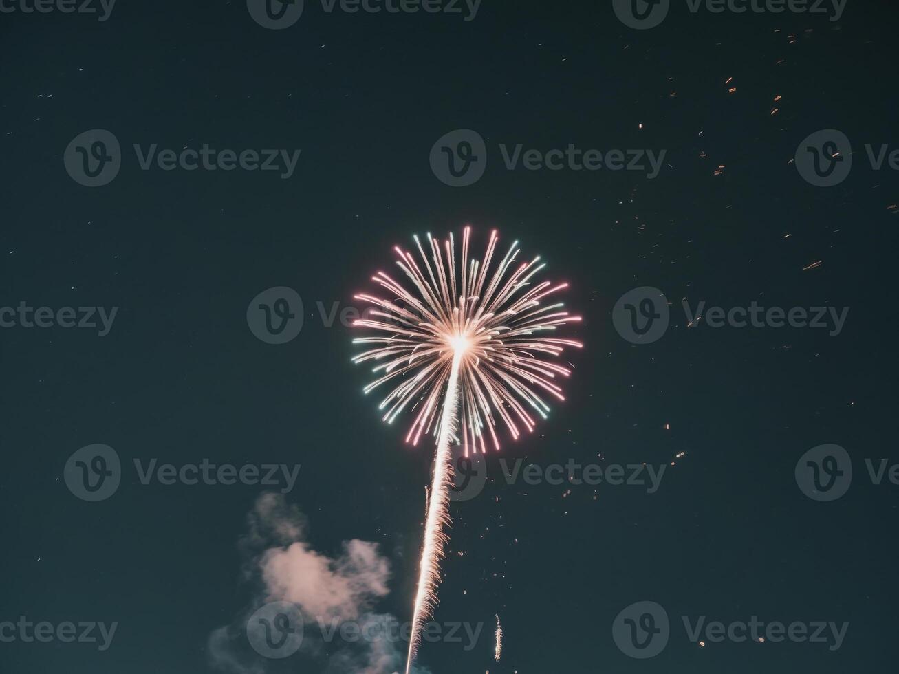 A colorful fireworks is lit up in the sky photo