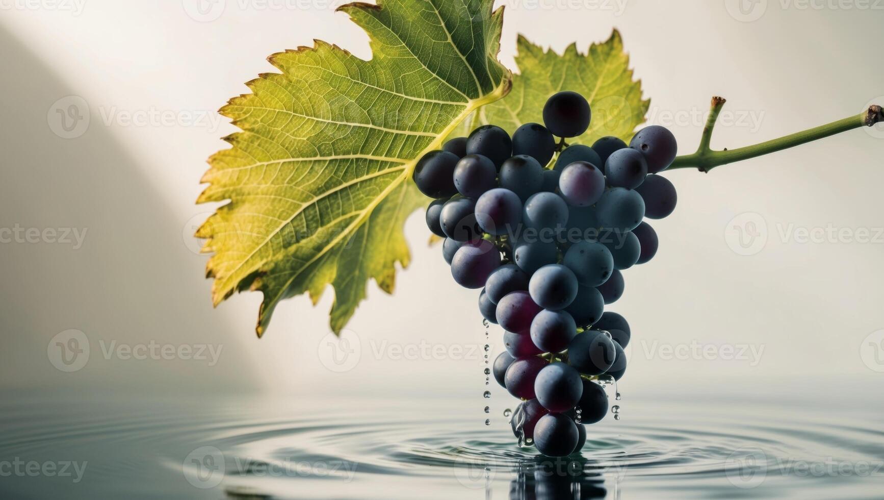 A bunch of grapes is sitting on top of water photo