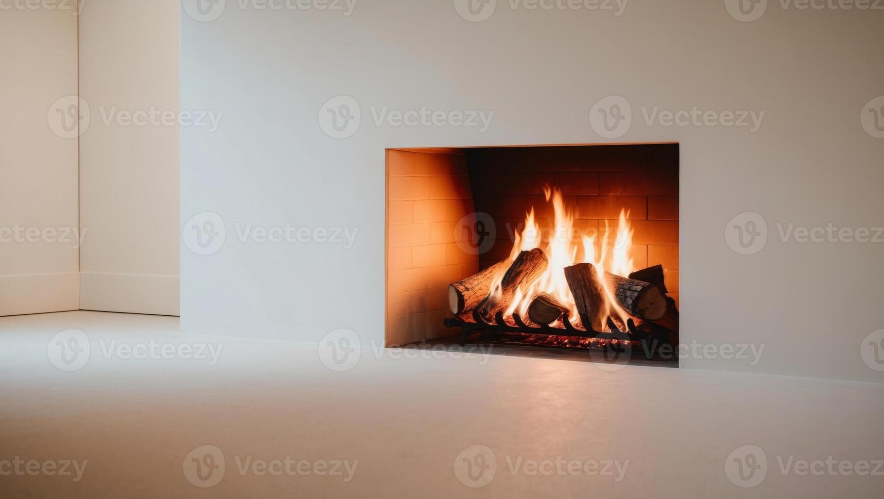 A fireplace with a fire burning in it photo