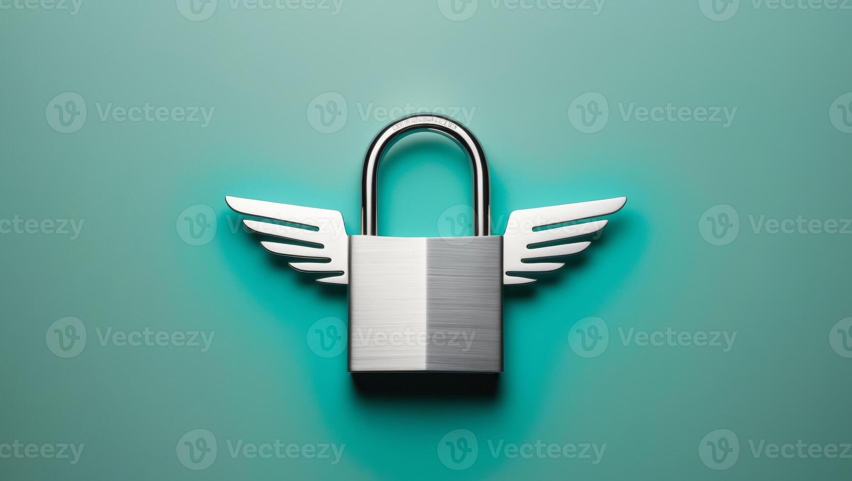 A lock with wings on a green background photo