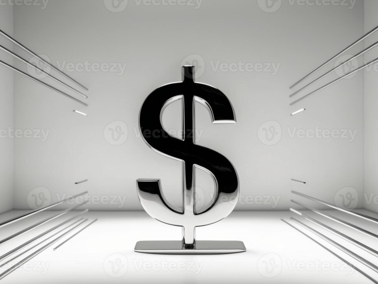 A dollar sign in a room with many other signs photo