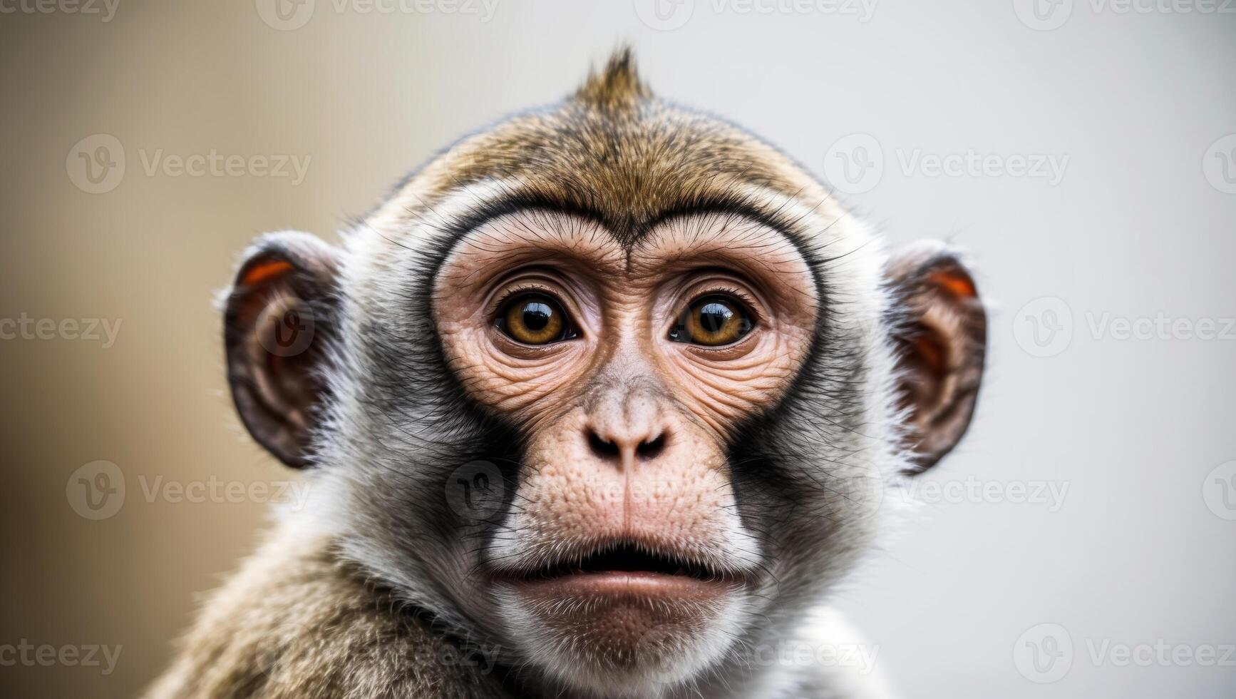 A monkey with a big face looking at the camera photo
