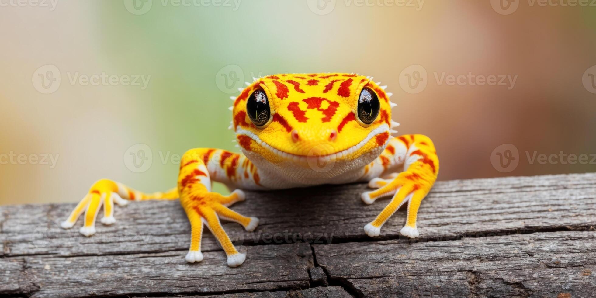 A close up of a geckole on a wooden surface photo