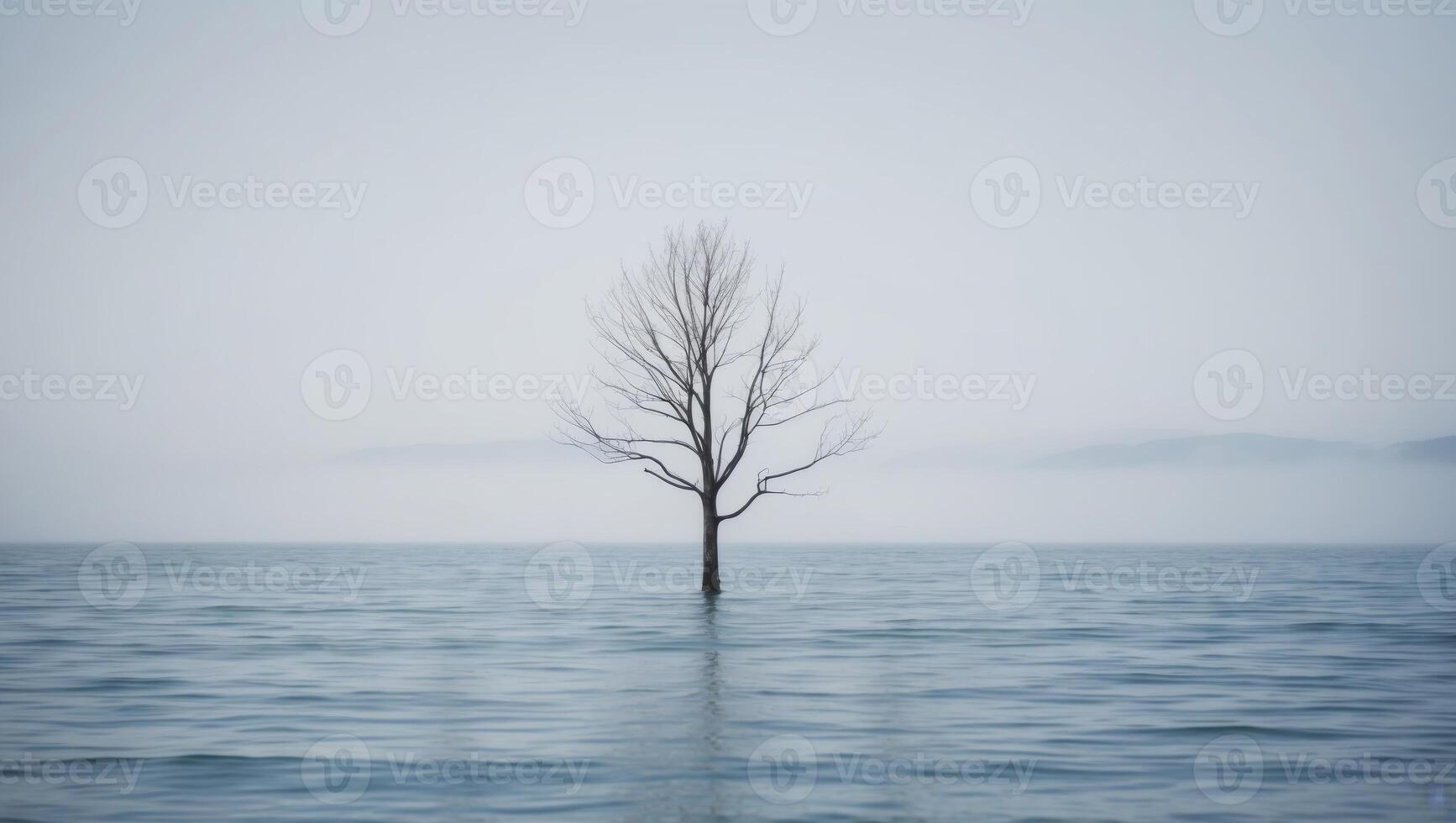 A lone tree in the middle of a lake photo