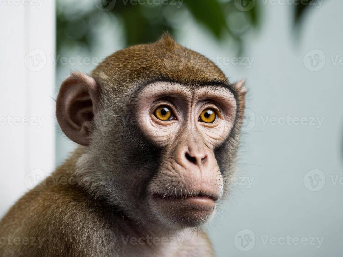 A monkey with a big yellow eye photo