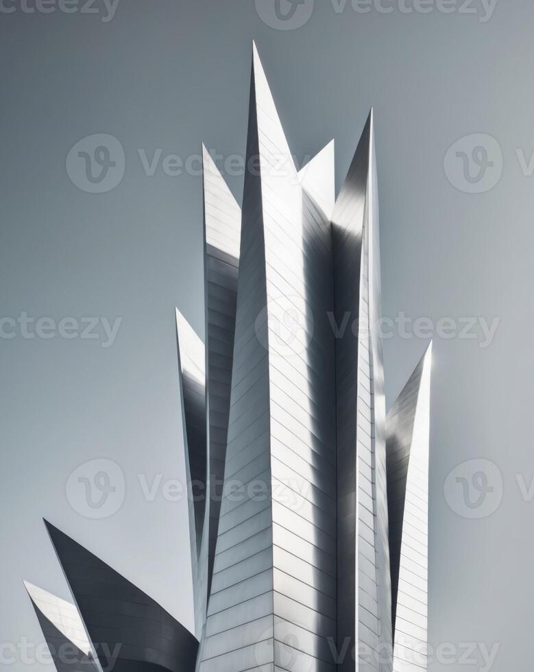 A tall building with a large metal structure photo