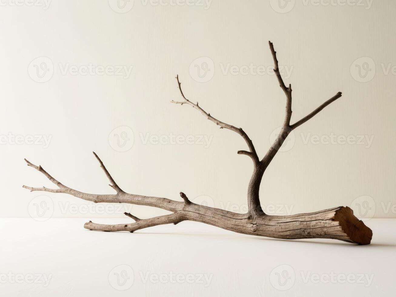 A branch is sitting on a white surface photo