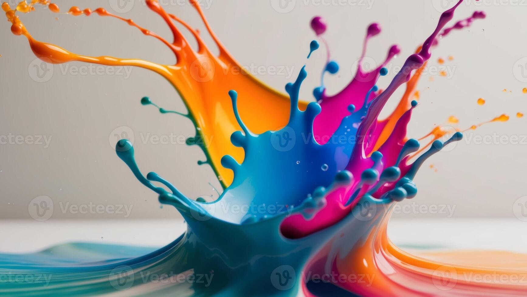 Colorful paint splashes on a white background photo