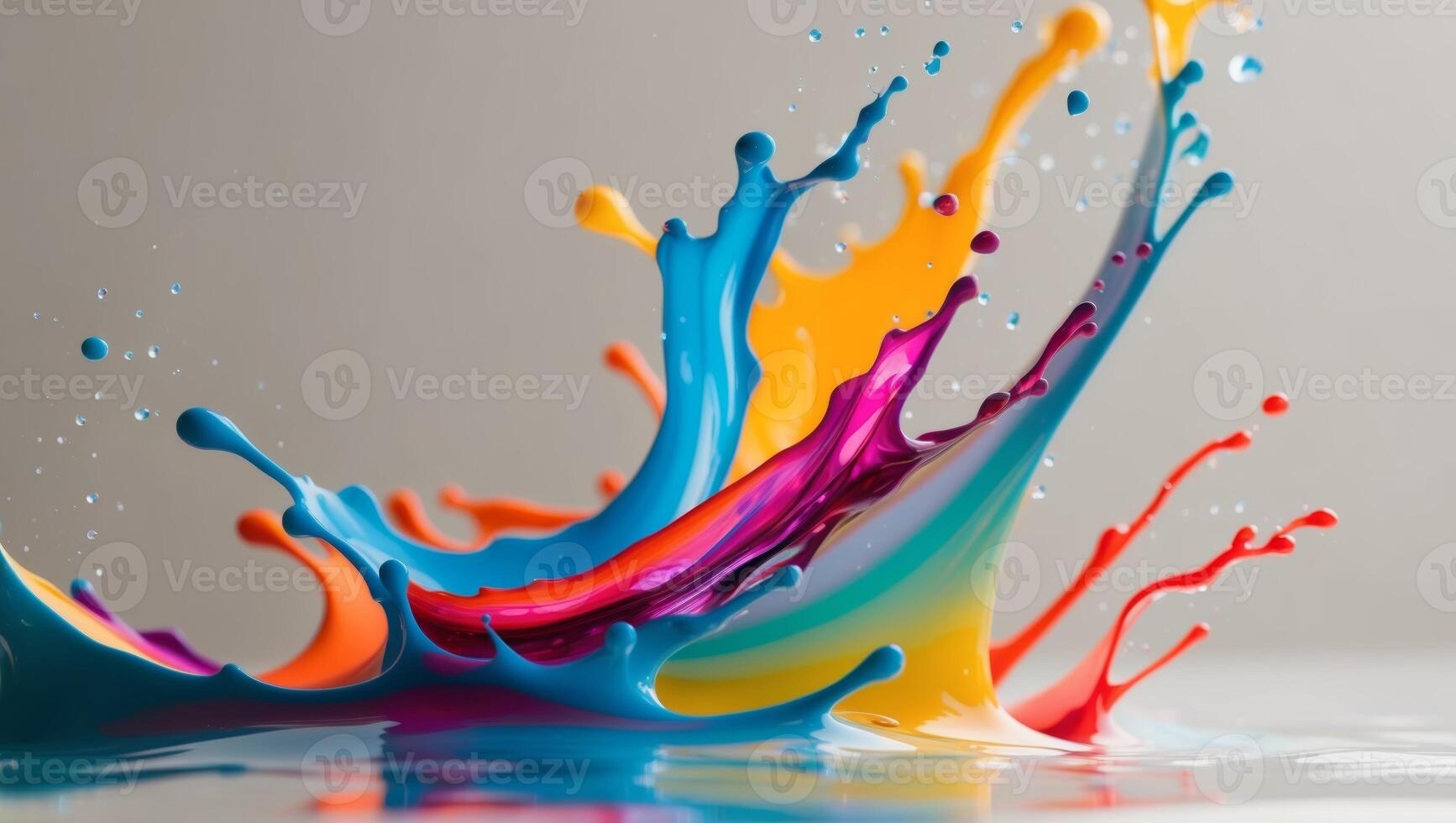 Colorful liquid splashes on a white background photo