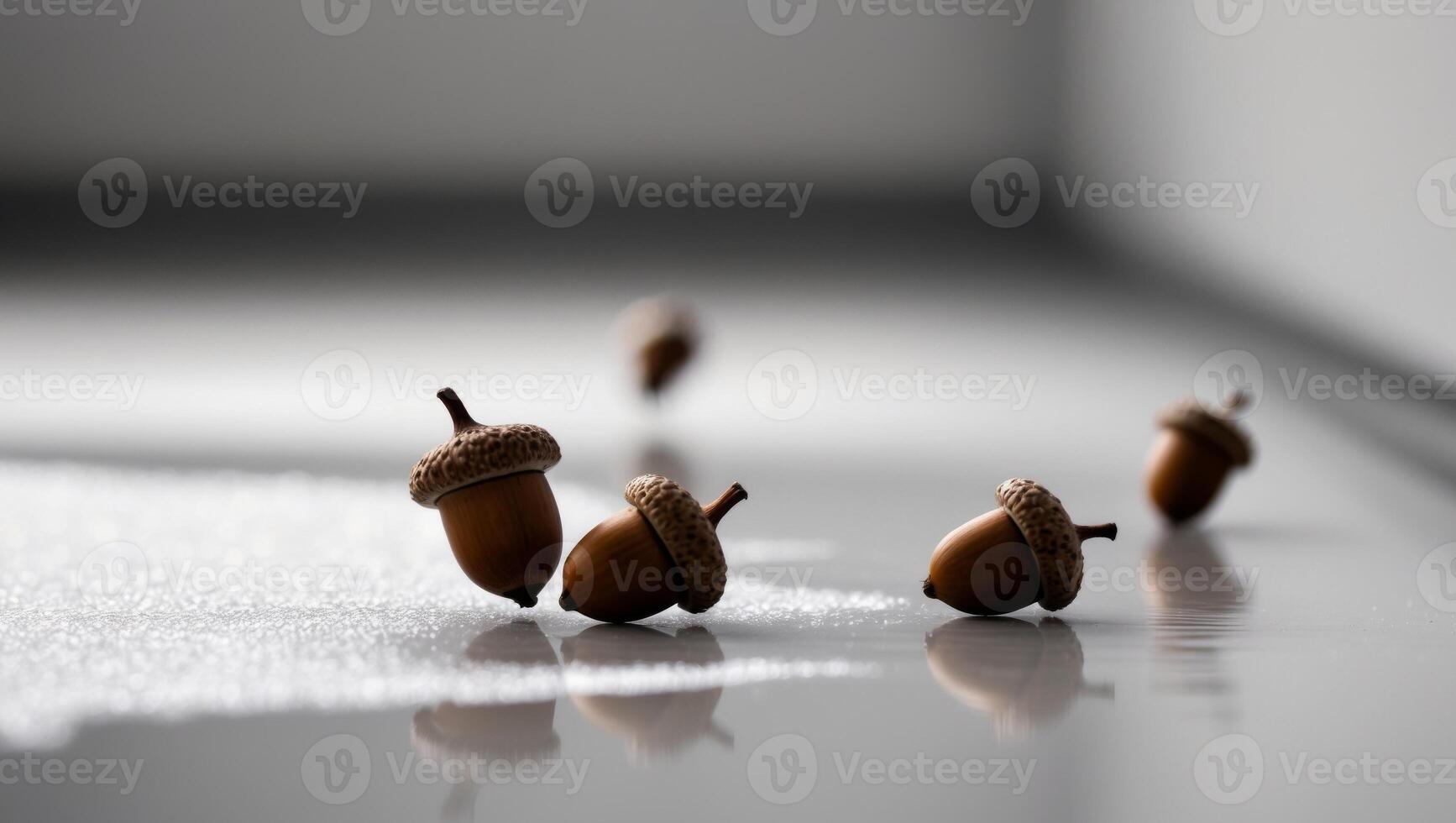 A group of acorns on a white surface photo