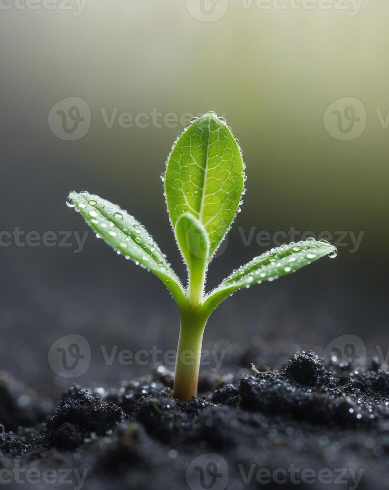 A small plant sprouting from the ground photo