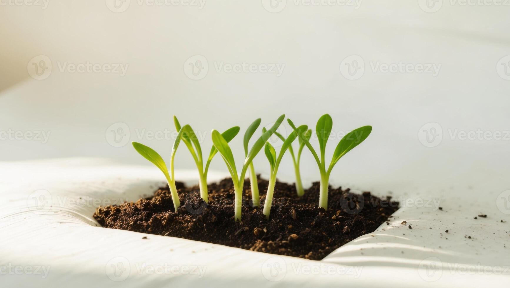 A small plant growing out of a hole in the ground photo