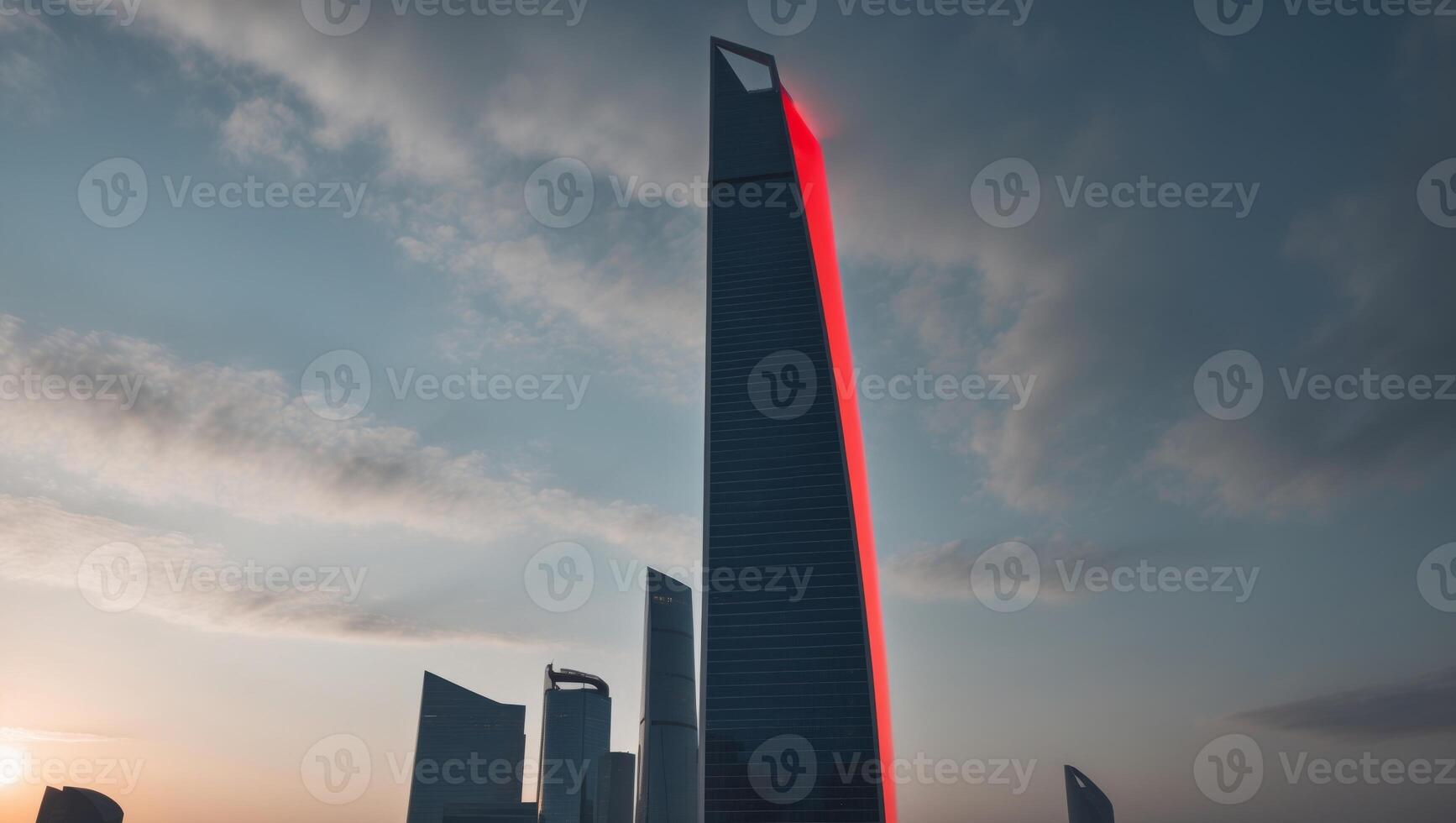 The tallest building in the world is illuminated red photo