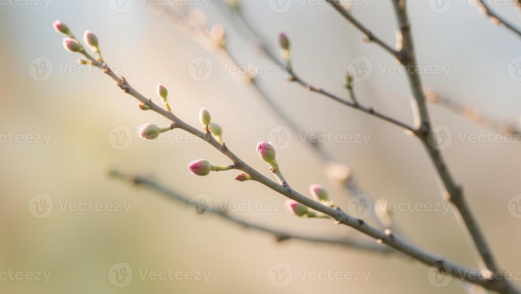 A close up of a tree branch with buds photo