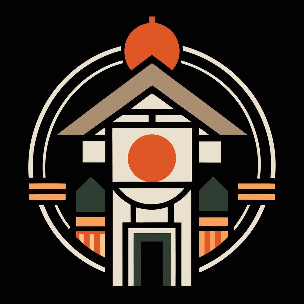 A building with a clock on top of it vector