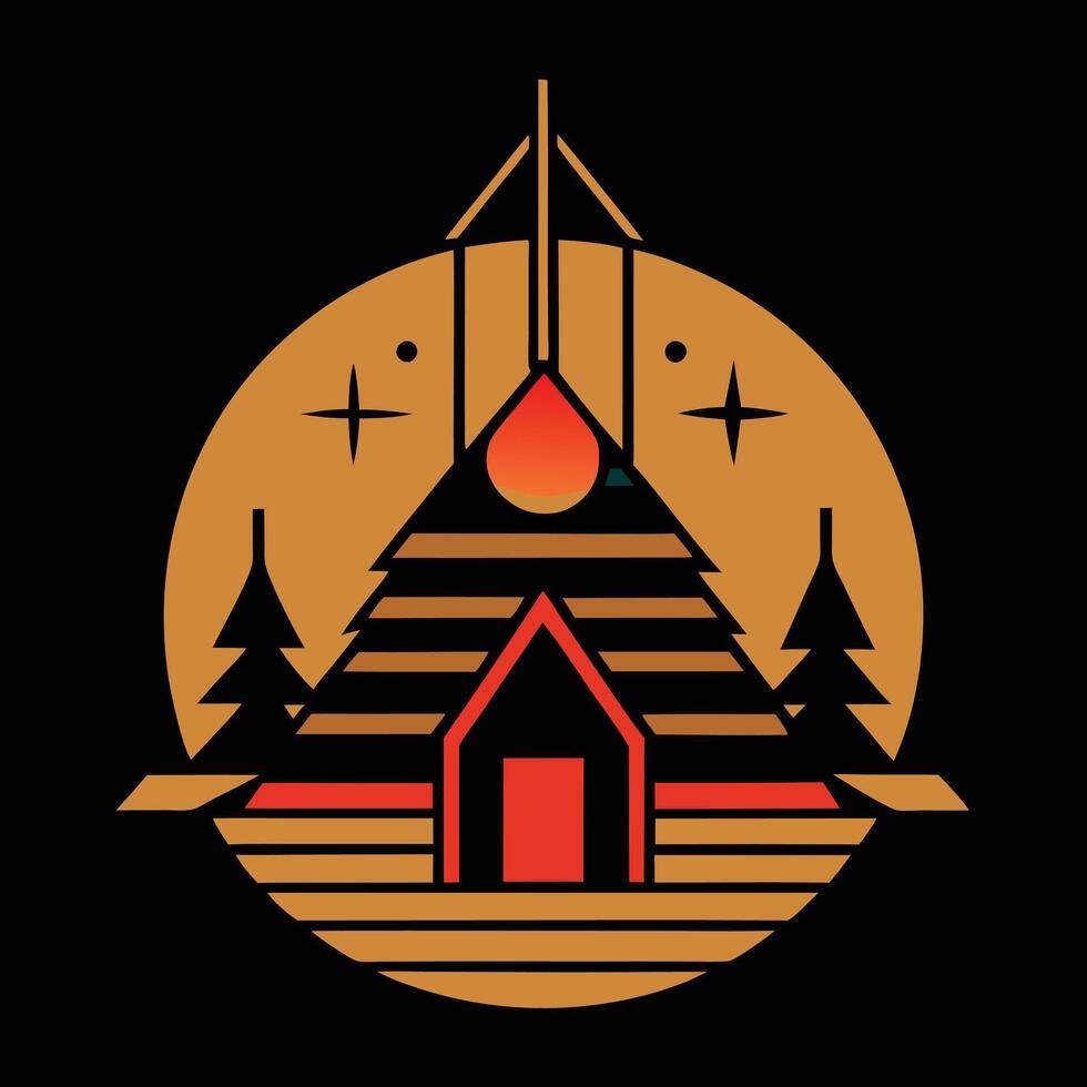 A house with a red roof and trees in the background vector