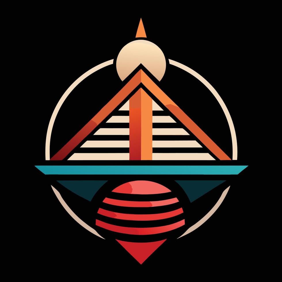 The logo for the game is a pyramid with a red and orange sun vector