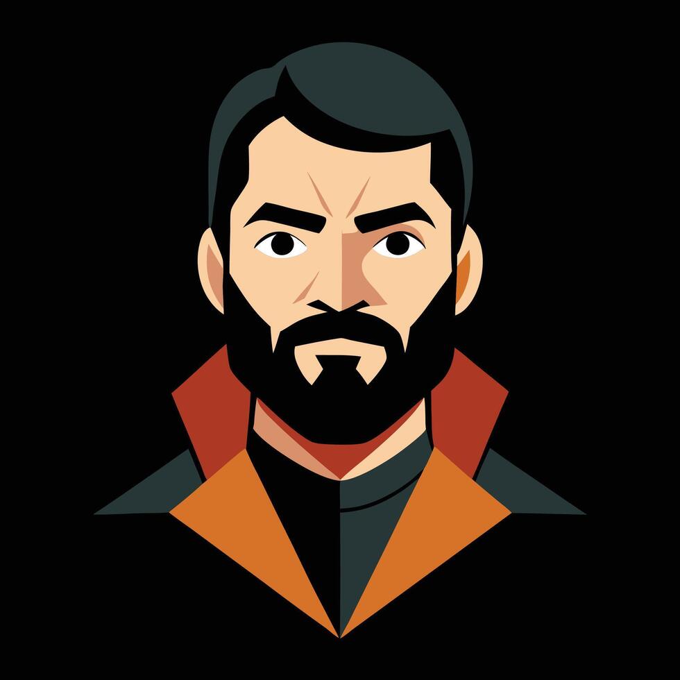 A man with a beard and a black jacket vector