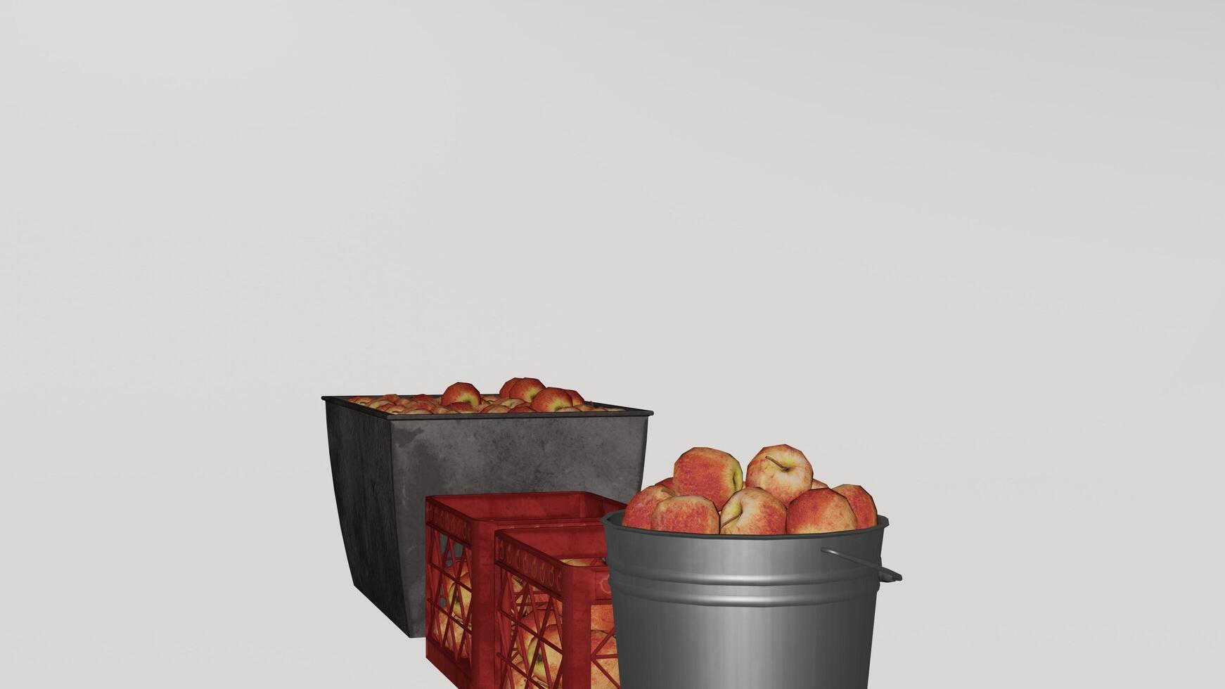 A 3d rendering of a bucket and a cart photo