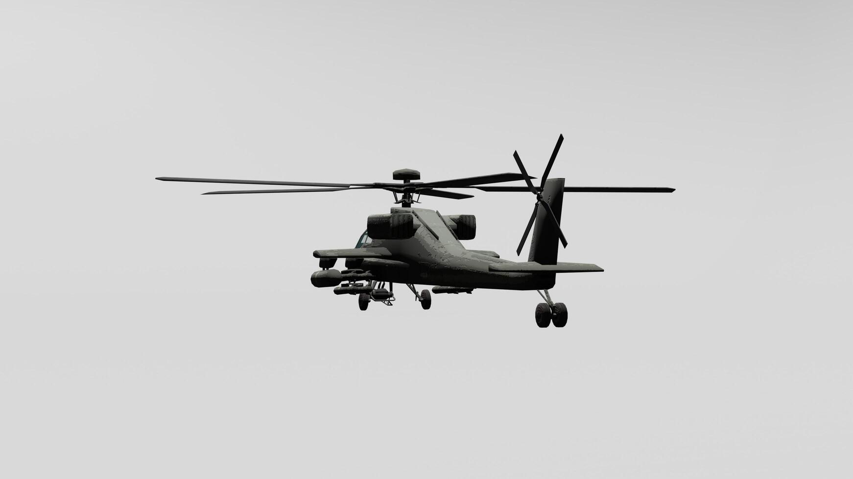 A helicopter flying in the air with a propeller photo