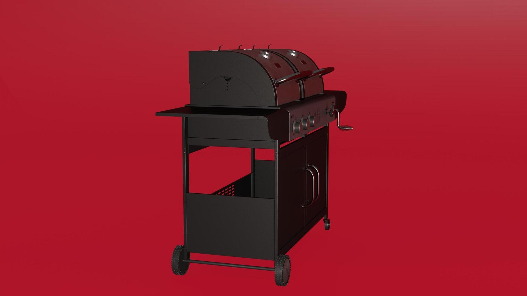 A grill on a red background photo