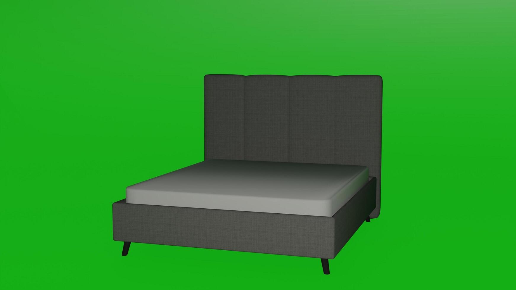 A bed with a mattress on a green screen photo