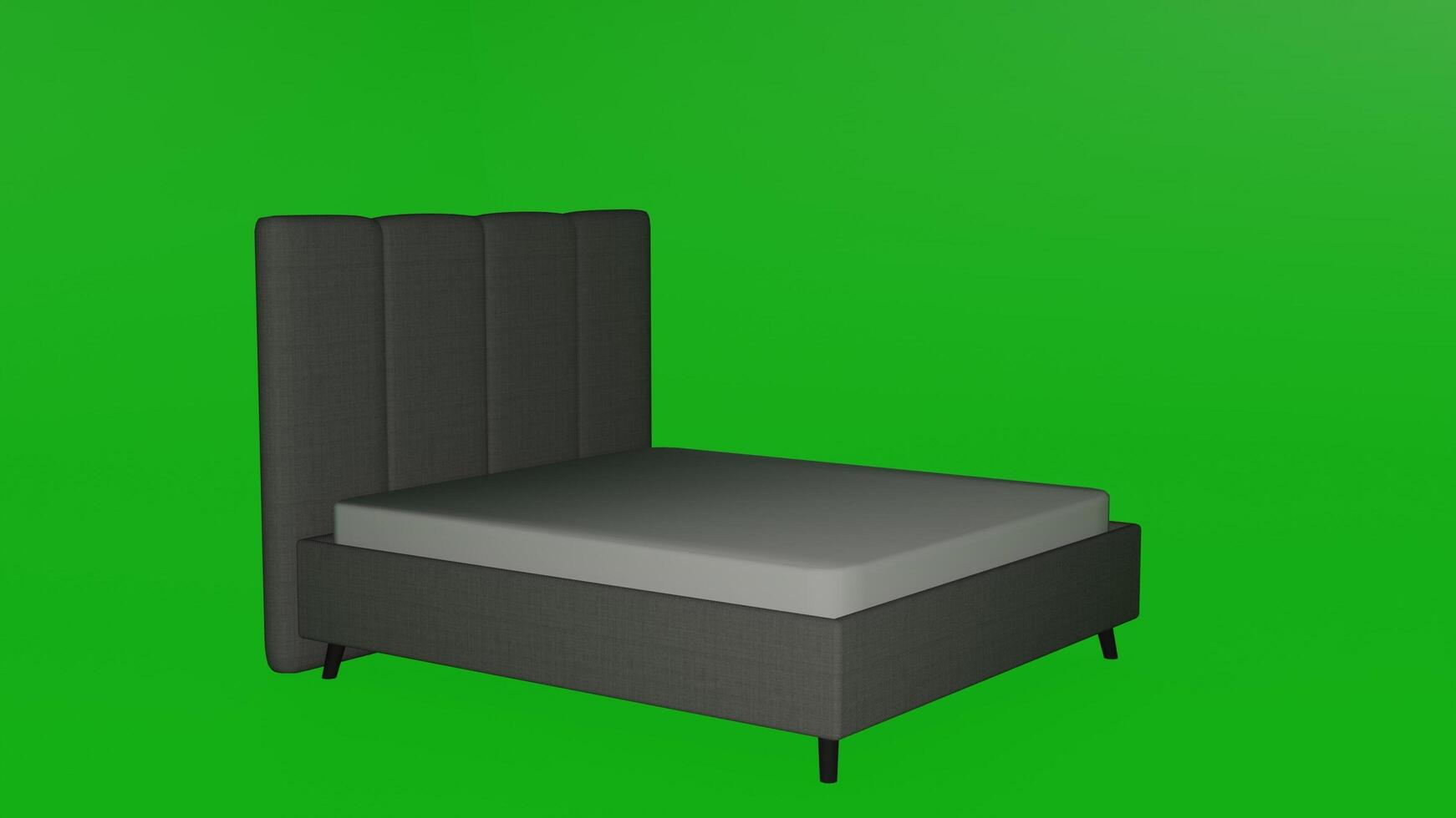 A bed with a mattress on a green screen photo
