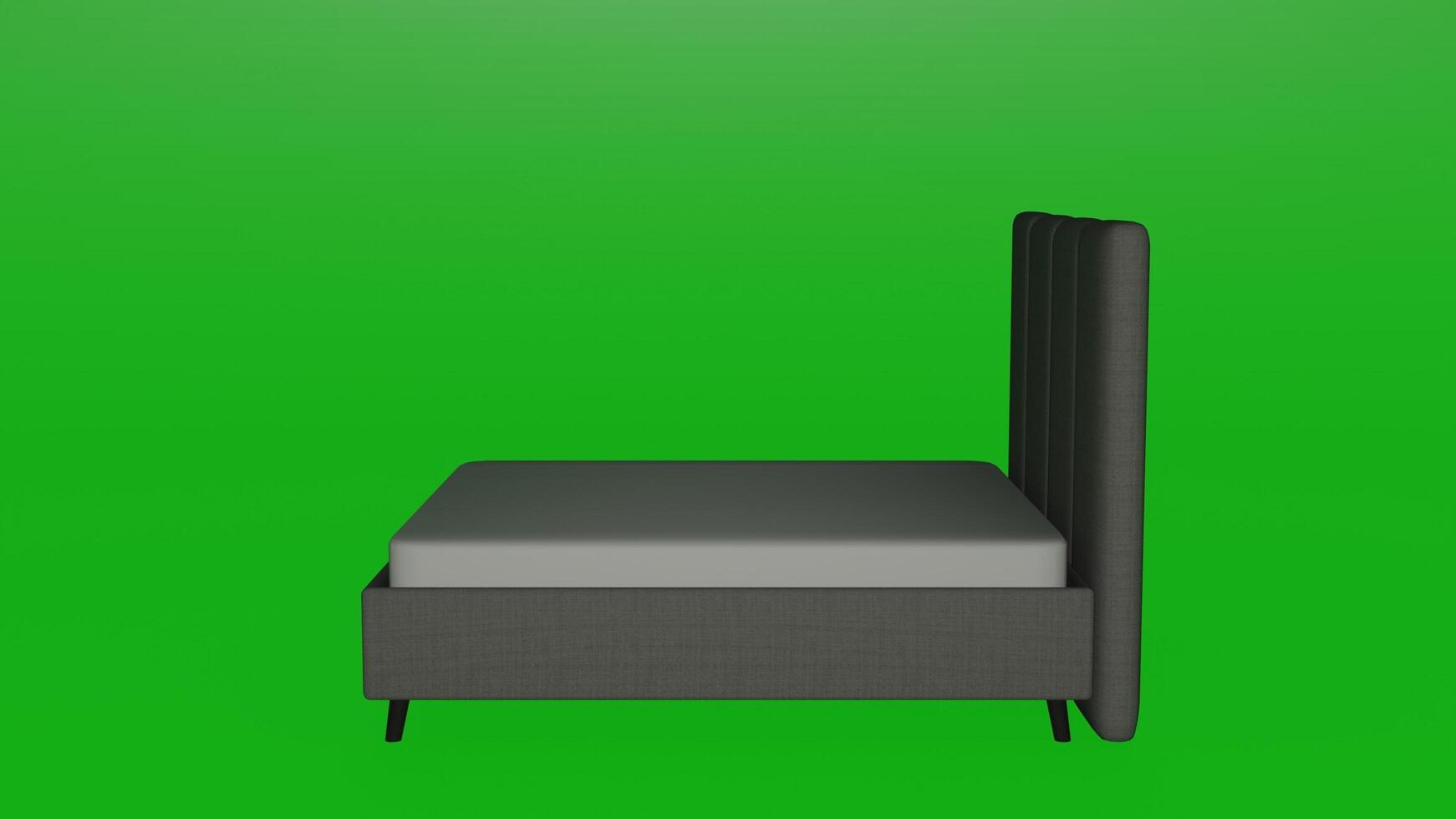 A bed with a mattress on a green screen photo