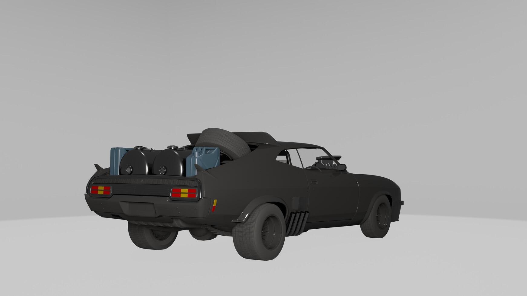A 3d model of a car with luggage on the back photo