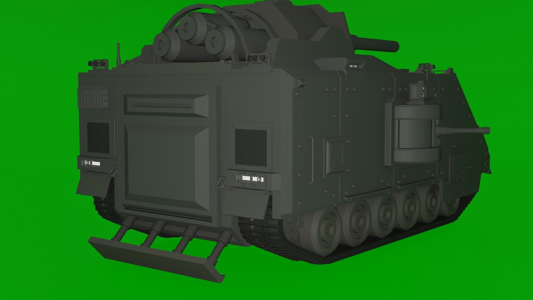A military vehicle on a green screen photo
