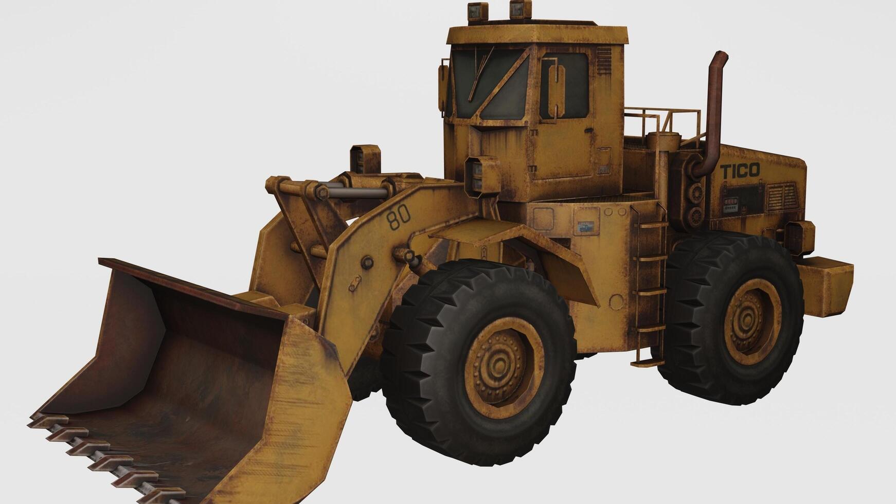 a large bulldozer on a green background photo