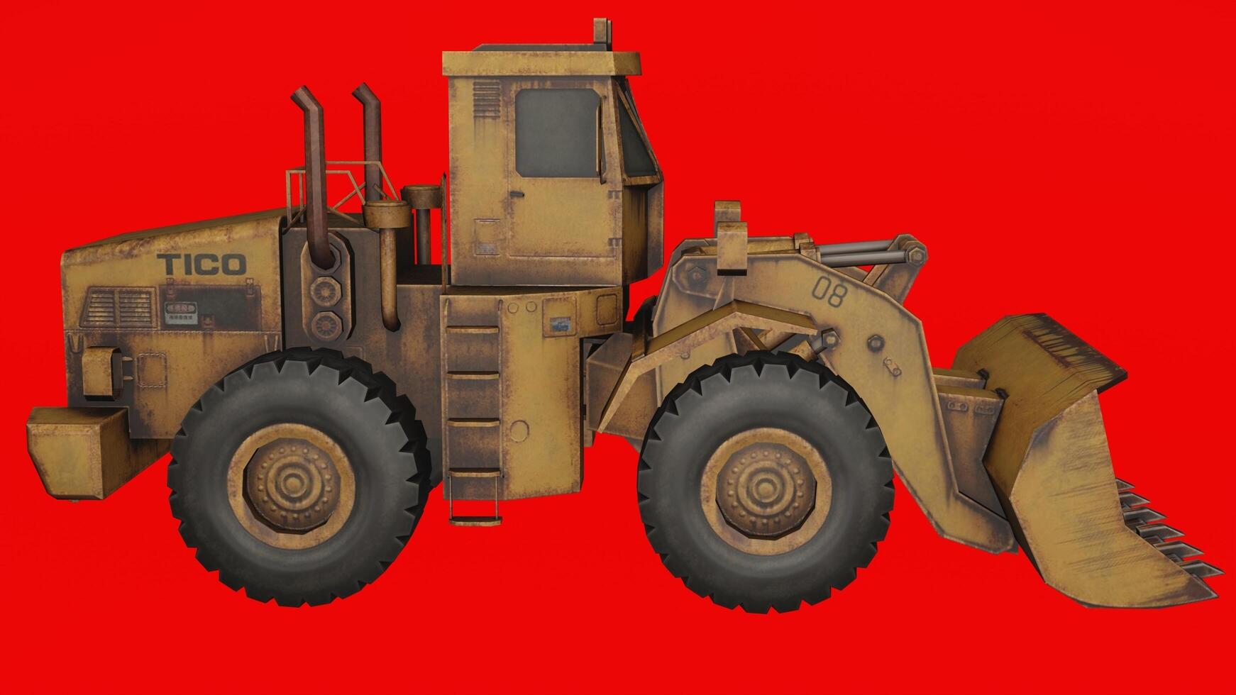 a large bulldozer on a green background photo