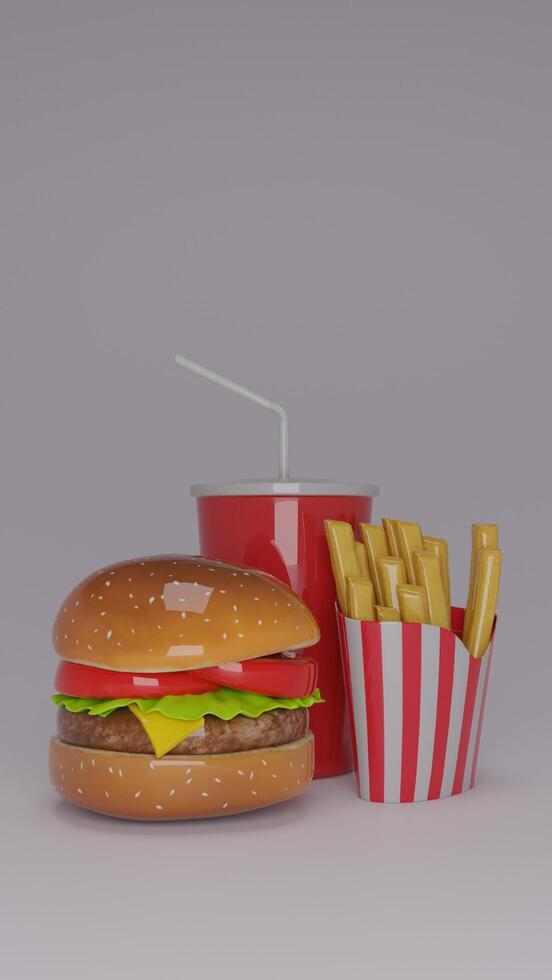 A hamburger and french fries on a table photo