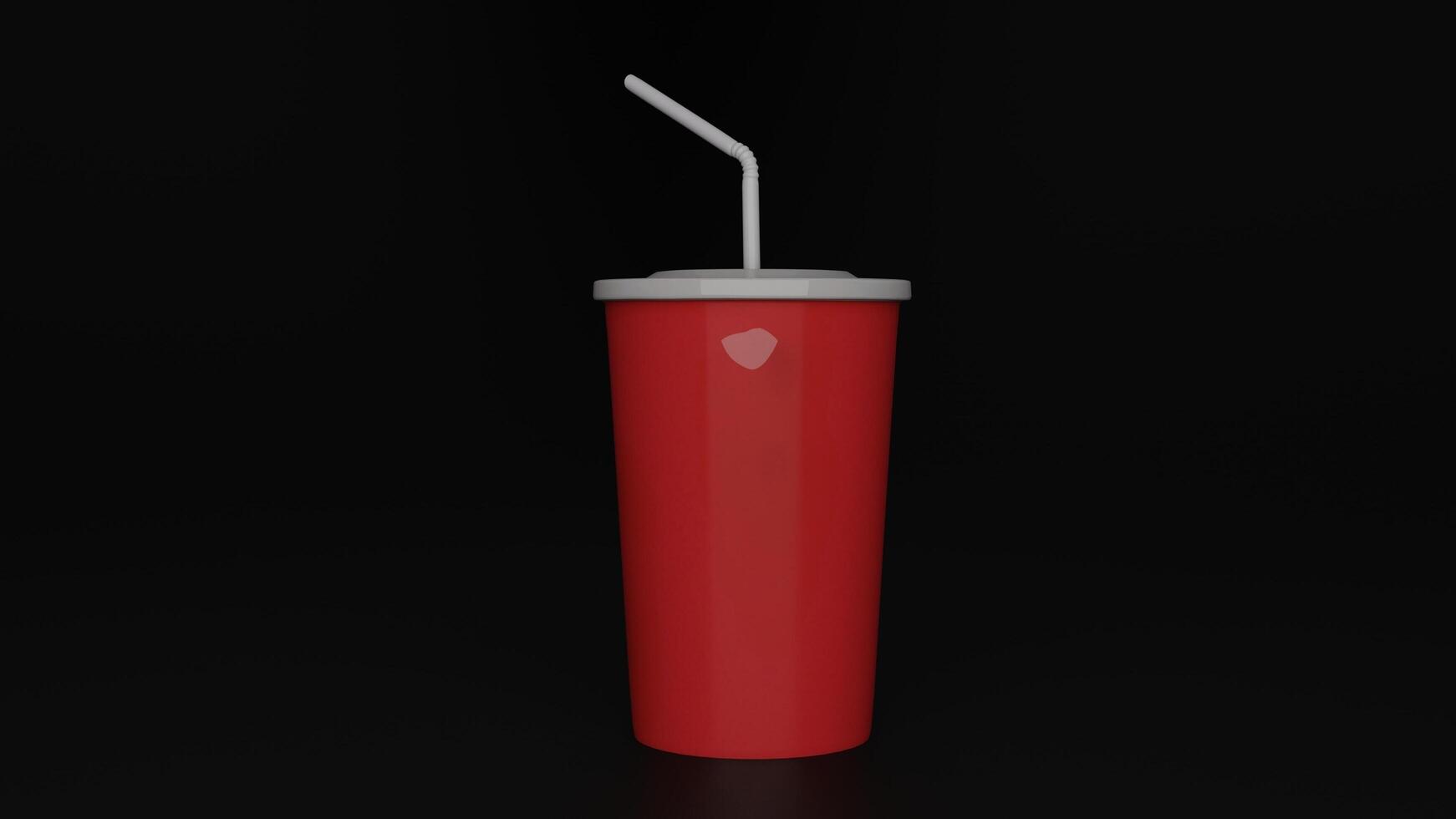 a red cup with a straw in it photo
